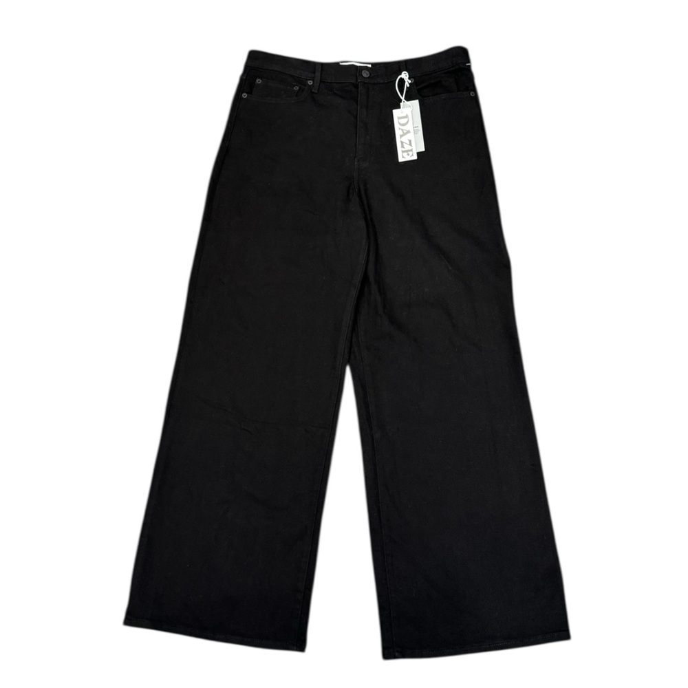 Daze Jeans Womens Sz 33 Echo High Rise Wide Leg Fit Little Stretch Black Denim
